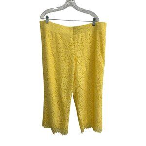 Isaac Mizrahi Live! Floral Lace Wide Leg Pants Yellow Sz XL Petite Bohemian